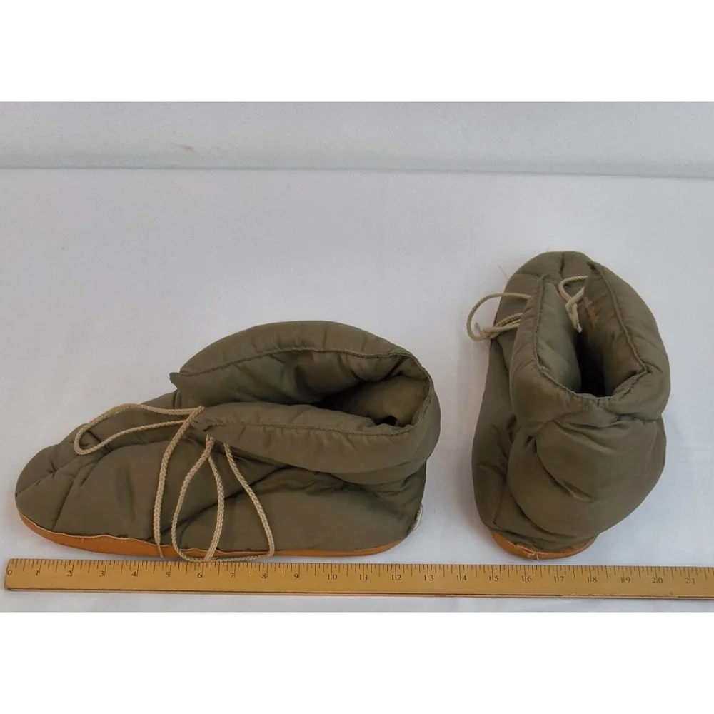 Eddie Bauer Goose Down Puffy Camp Slippers Men's XL Green Indoor/Outdoor #W5444